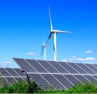 Zonnepanelen en windturbines